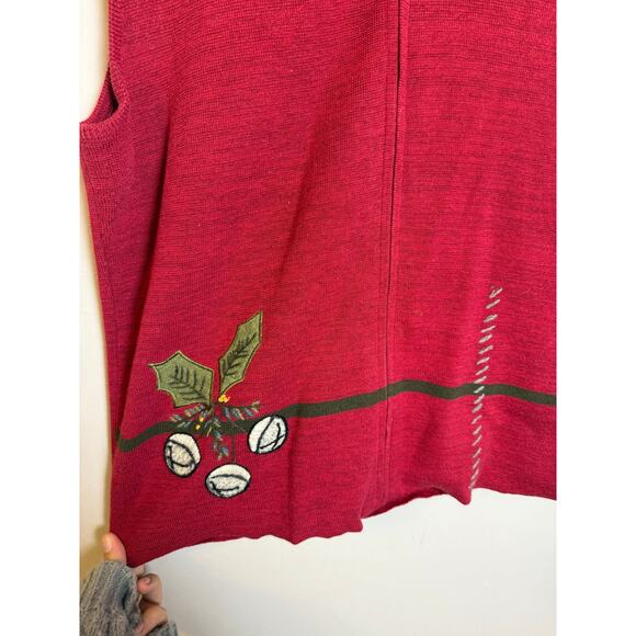 Vintage Woolrich Womens Large Cardigan Sweater Vest Holly Classic Red L - Picture 2 of 8